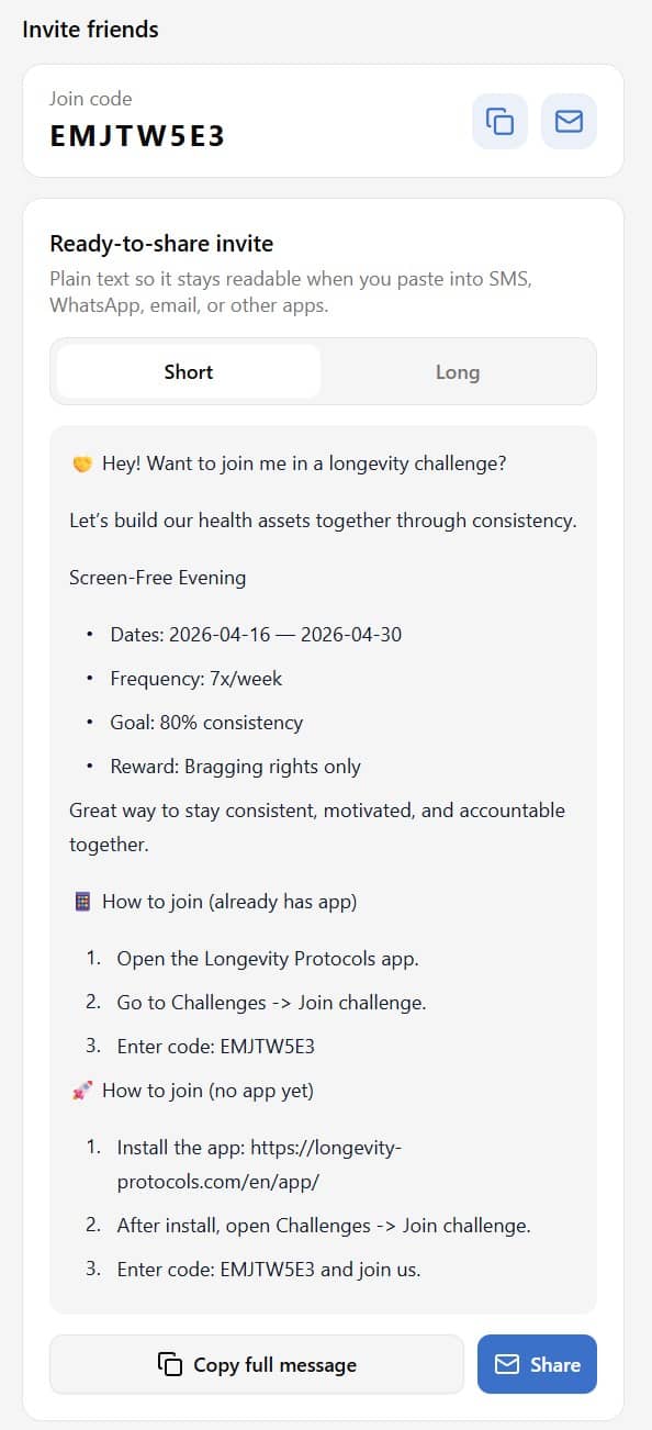 Challenge invite tools and code sharing