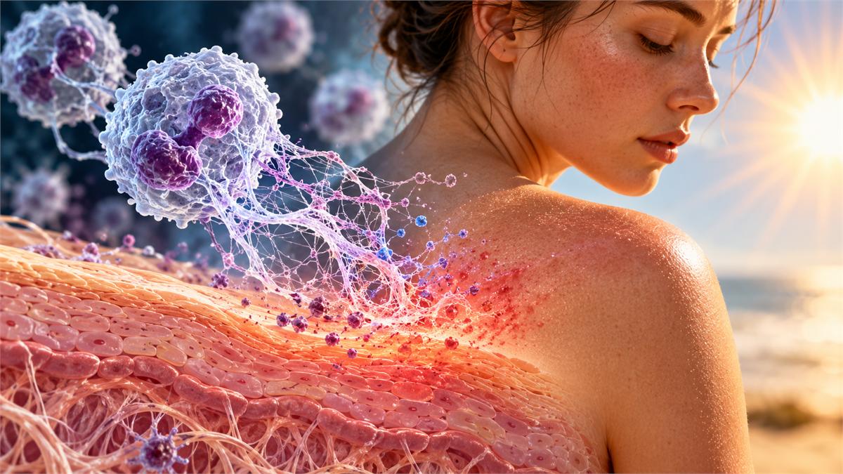 The immune system may worsen skin damage after sun exposure